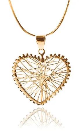 18K Gold Plated Small Criss Cross Oktoberfest Heart Pendant