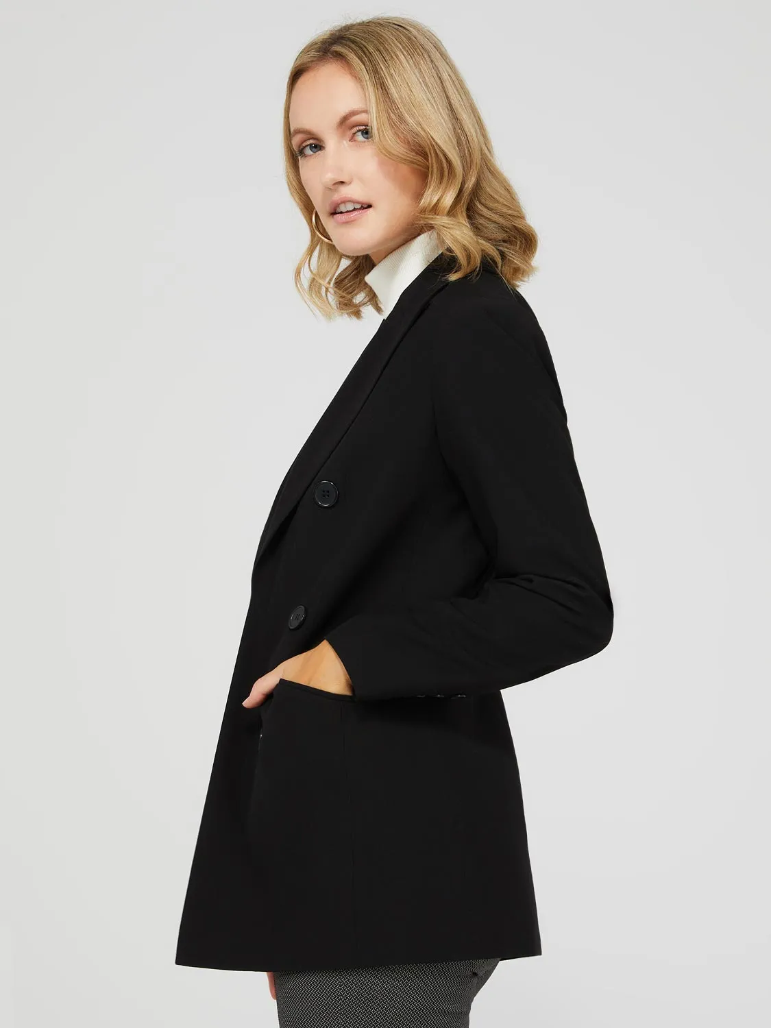 6-Button Open Blazer With Flap Pockets