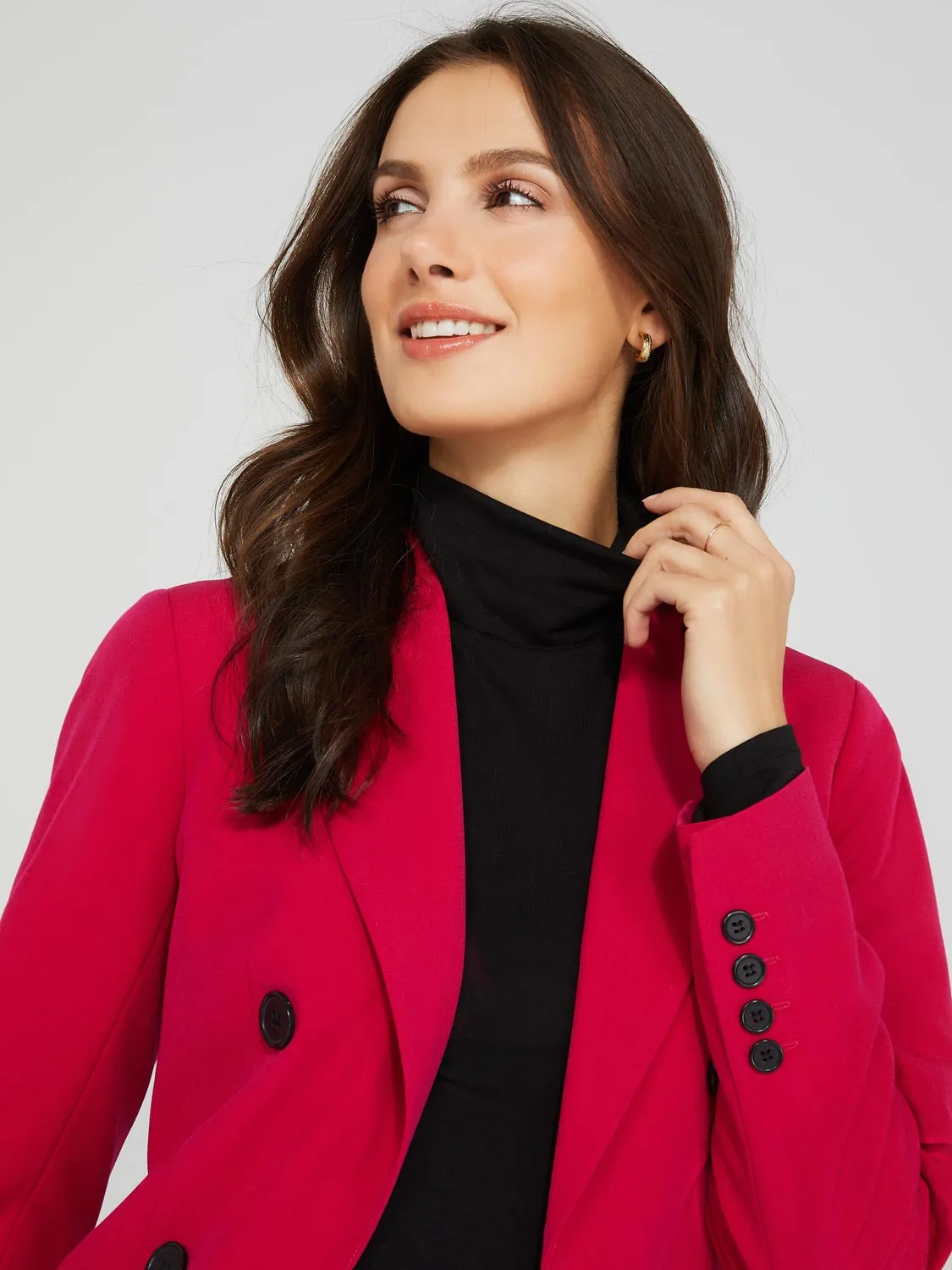 6-Button Open Blazer With Flap Pockets