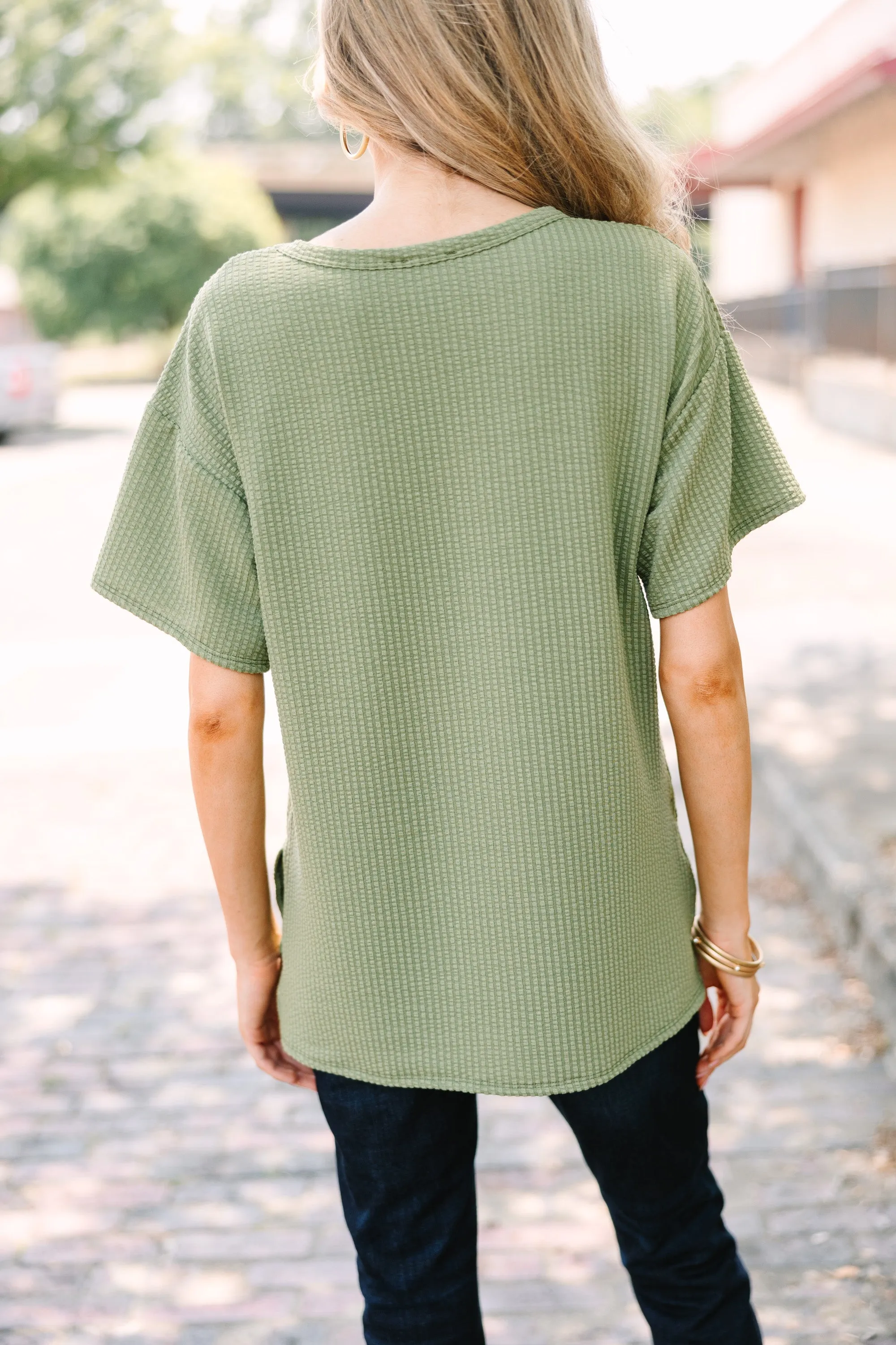 All I Could Ask For Olive Green Ribbed Top