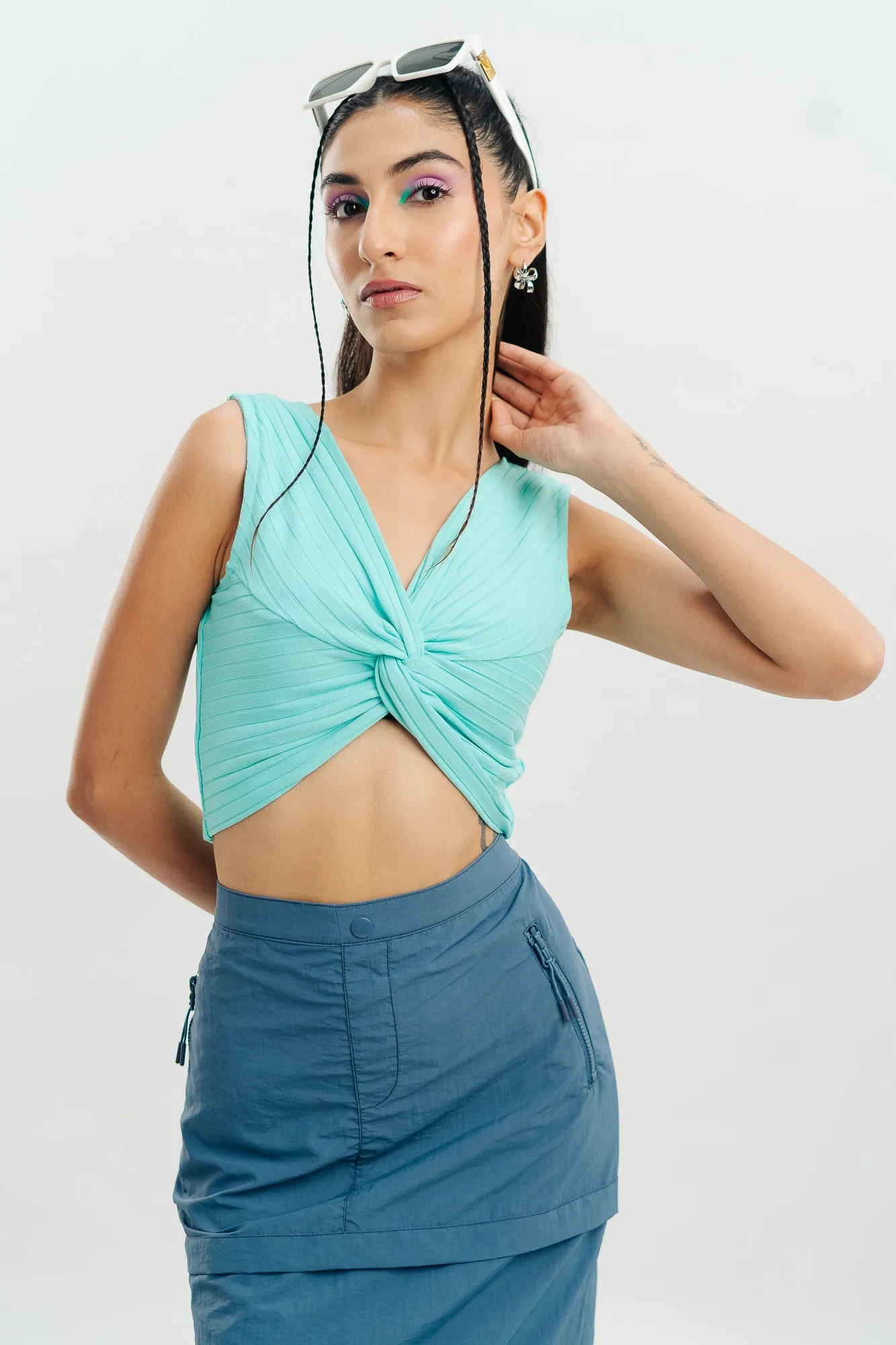 Aqua Tie-Knot Top