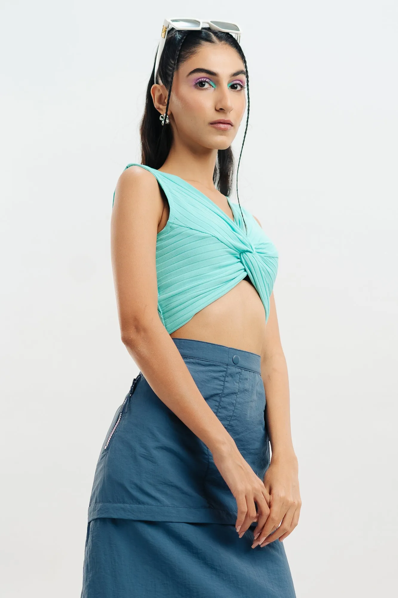 Aqua Tie-Knot Top