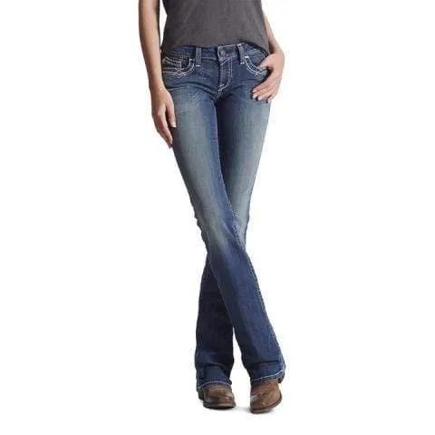 Ariat Jeans Womens REAL Mid Rise Boot Cut Entwined Marine