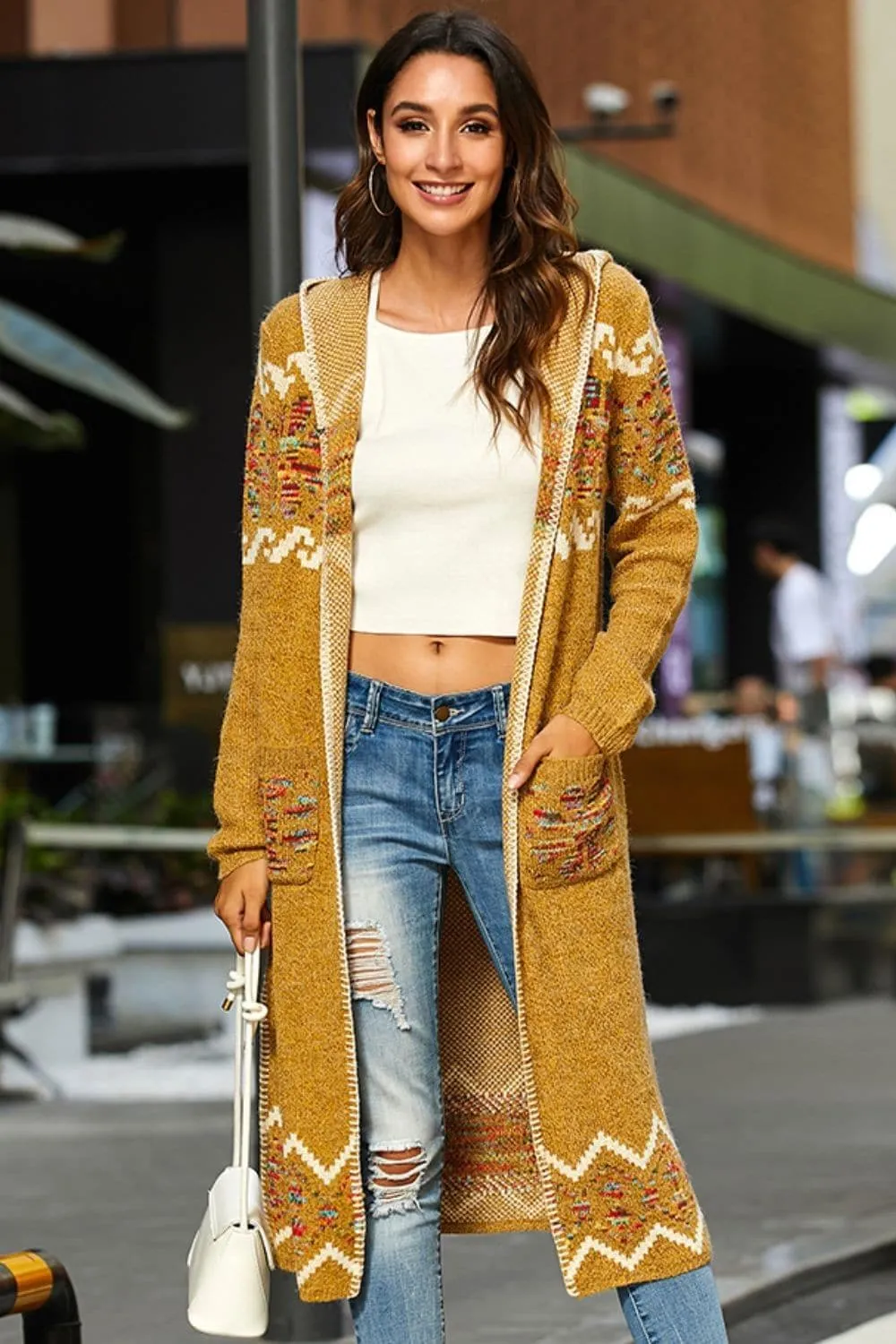 Aurora Bohemian Slit Hooded Duster Cardigan