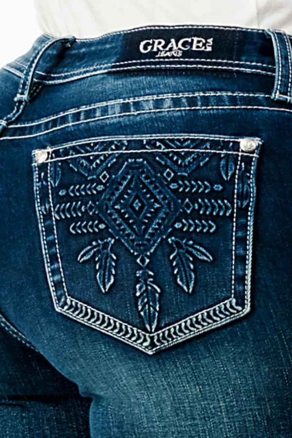 Aztec 3D Mid Rise Bootcut Soft Denim