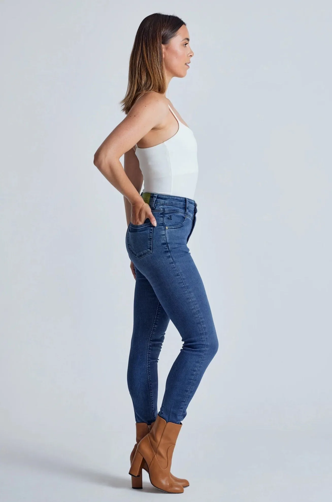 Azure Nina High Waisted Skinny Jeans - GOTS Certified Organic Cotton and Recycled Polyester