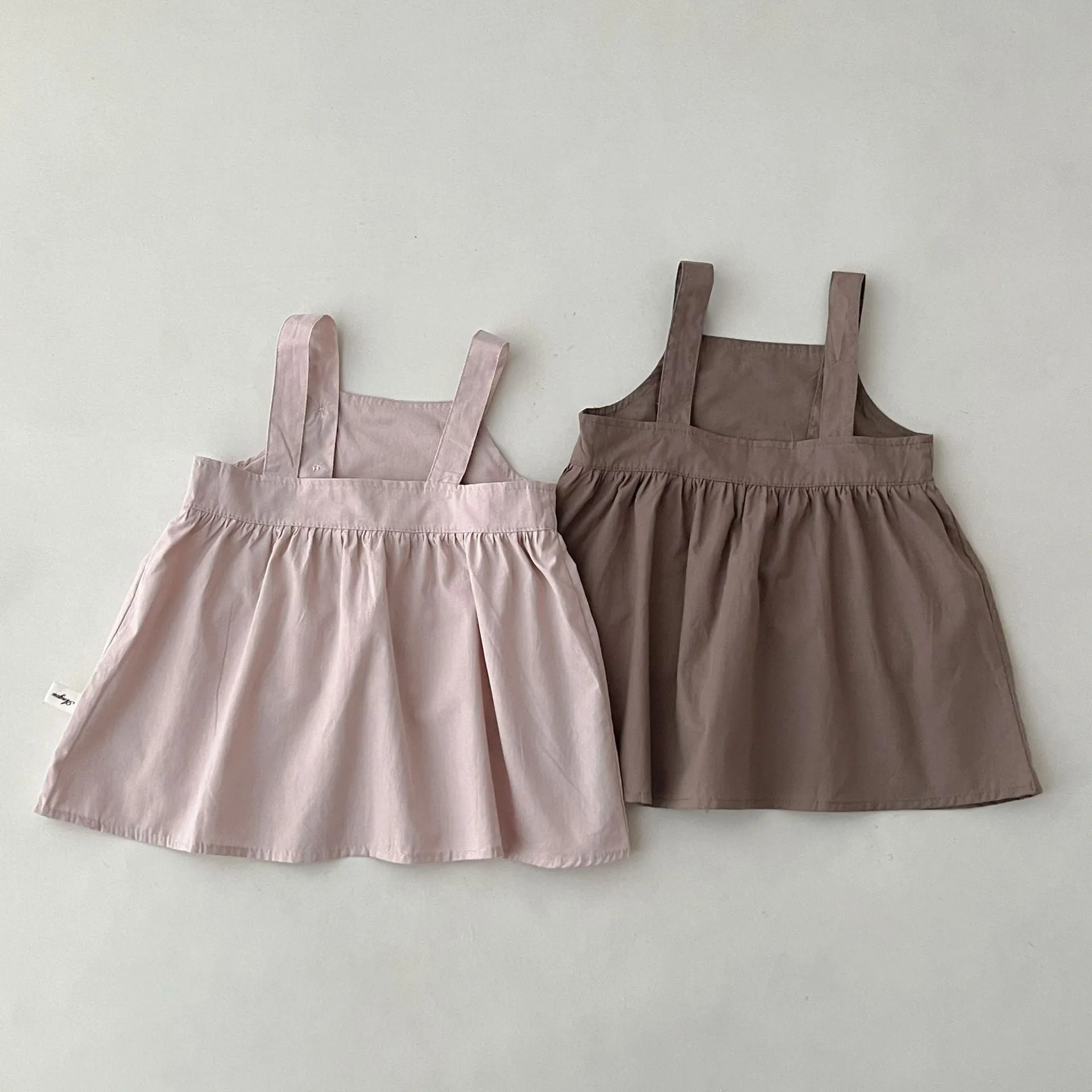 Baby Kid Girls Solid Color Dresses Wholesale 24030115