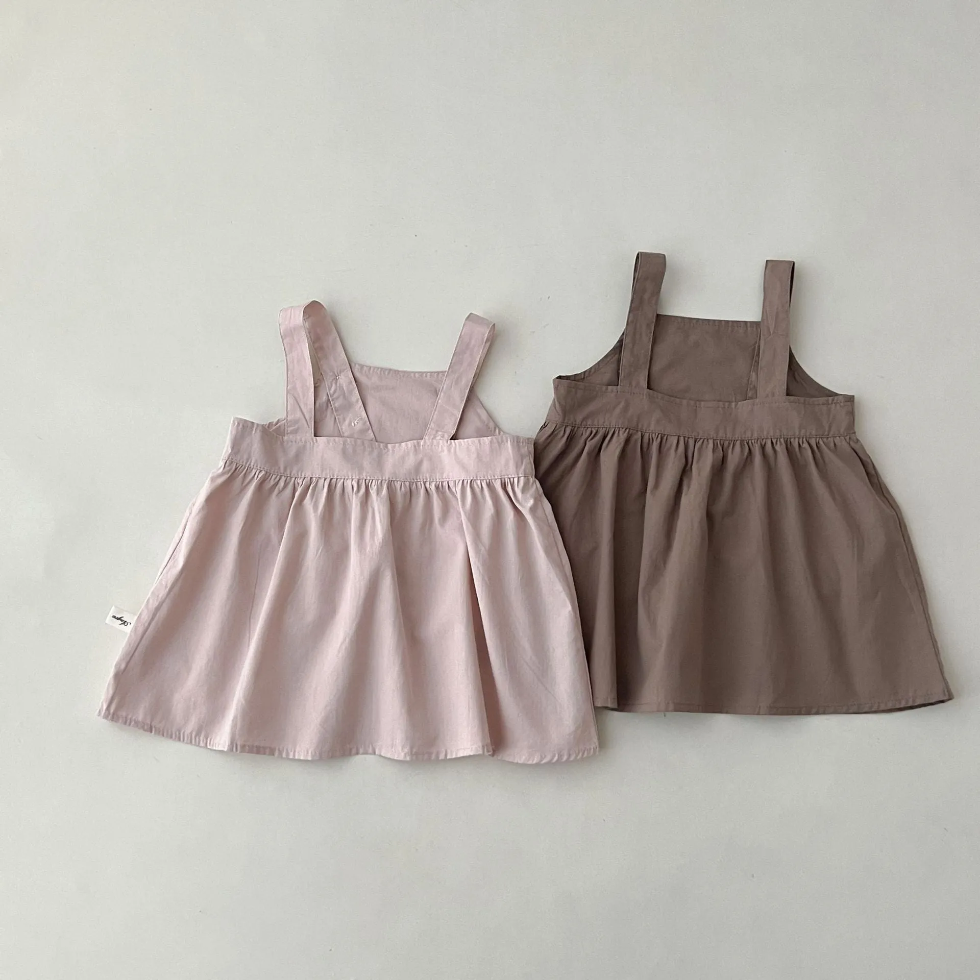 Baby Kid Girls Solid Color Dresses Wholesale 24030115