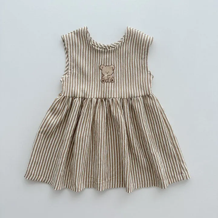 Baby Kid Girls Striped Cartoon Dresses Wholesale 24030130