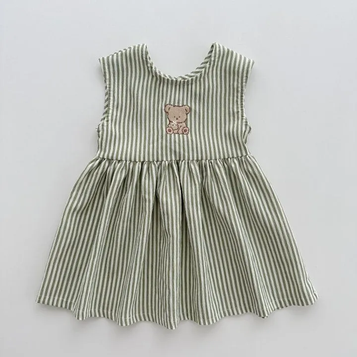 Baby Kid Girls Striped Cartoon Dresses Wholesale 24030130