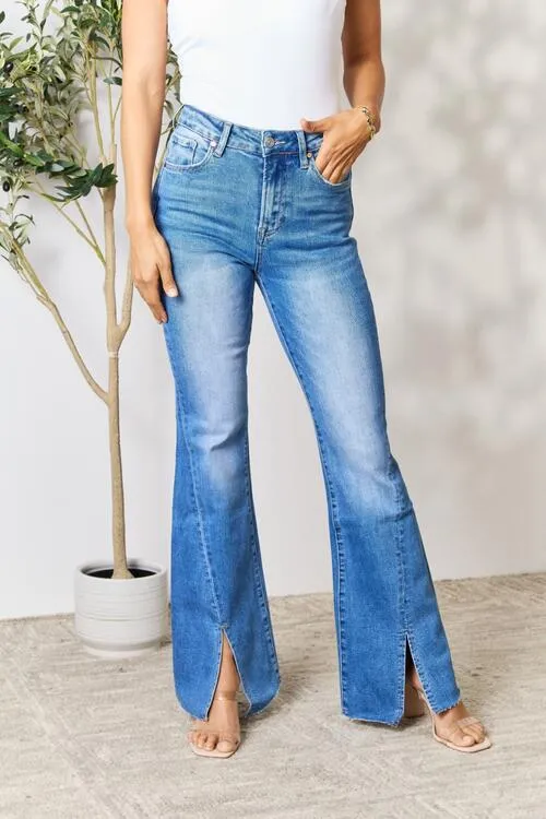 BAYEAS Slit Flare Blue Jeans