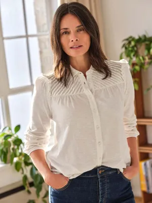 Beca Fairtrade Organic Cotton Pin Tuck Shirt - Pampas Cream