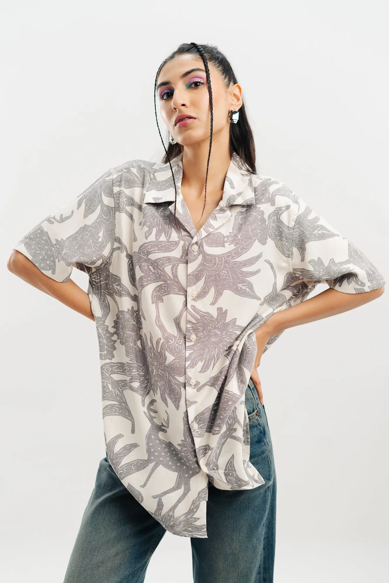 Black Abstract Print Shirt