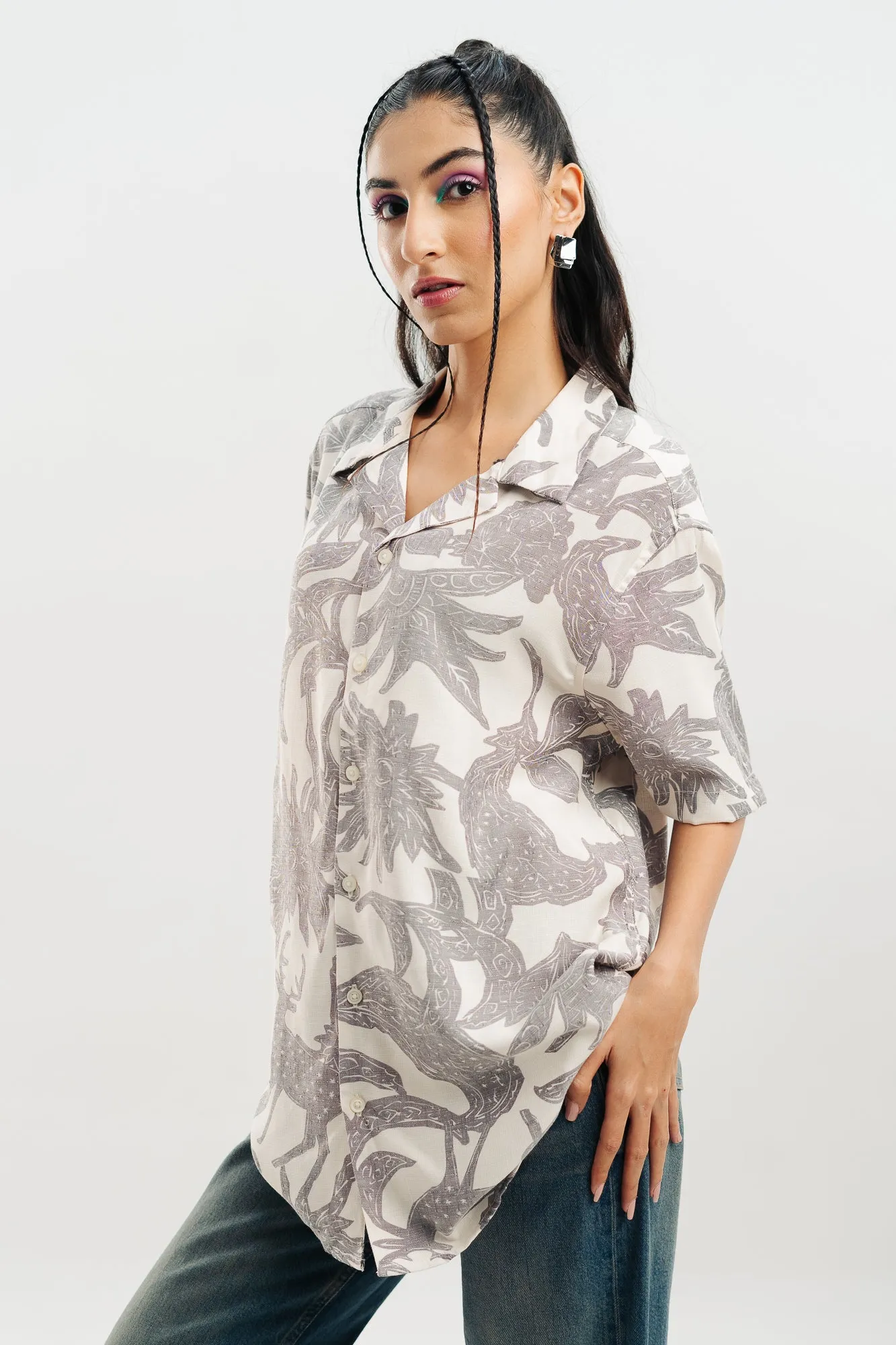 Black Abstract Print Shirt