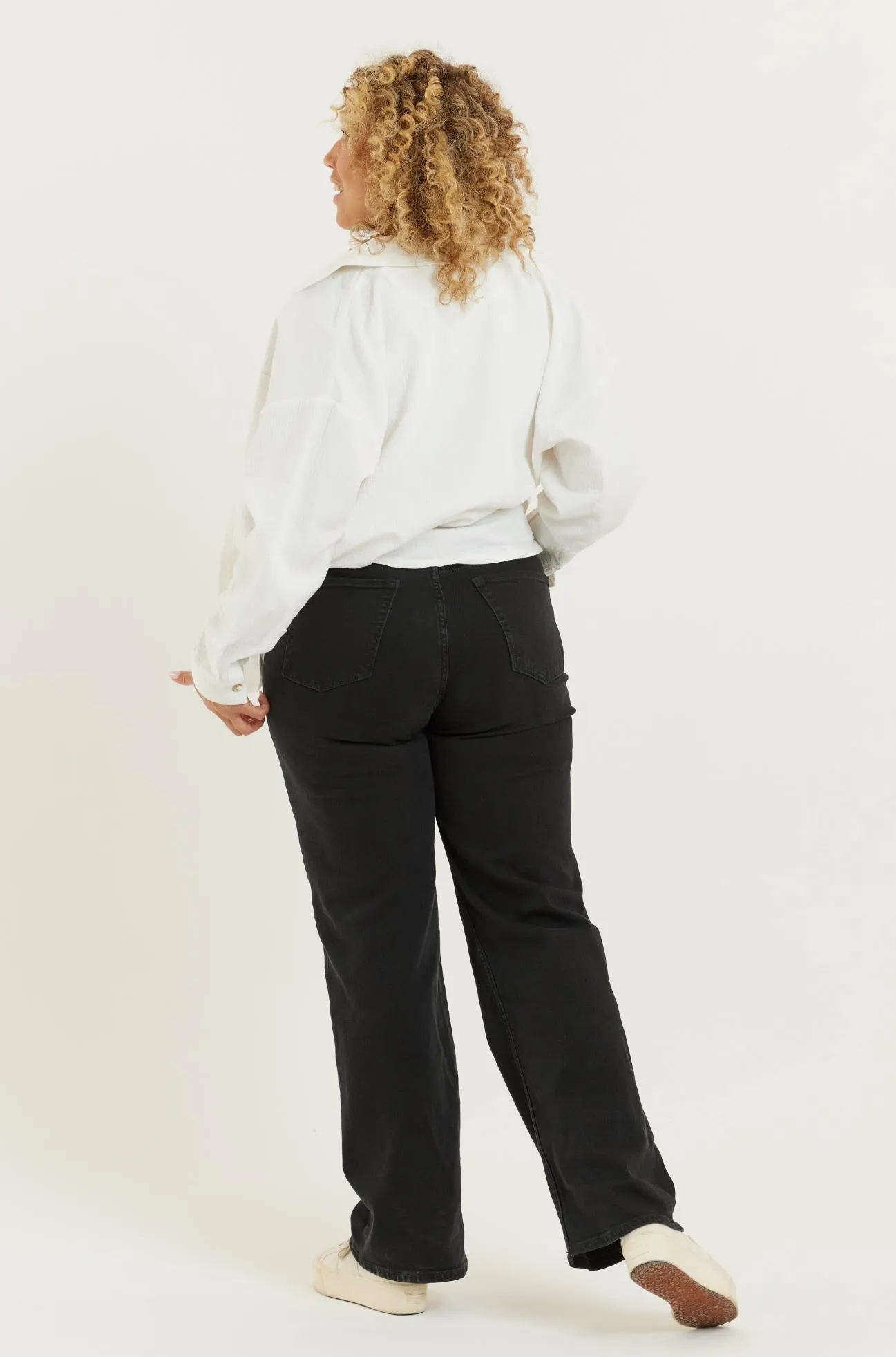 Black Recycled Wood Etta High Waist Wide Leg Jeans