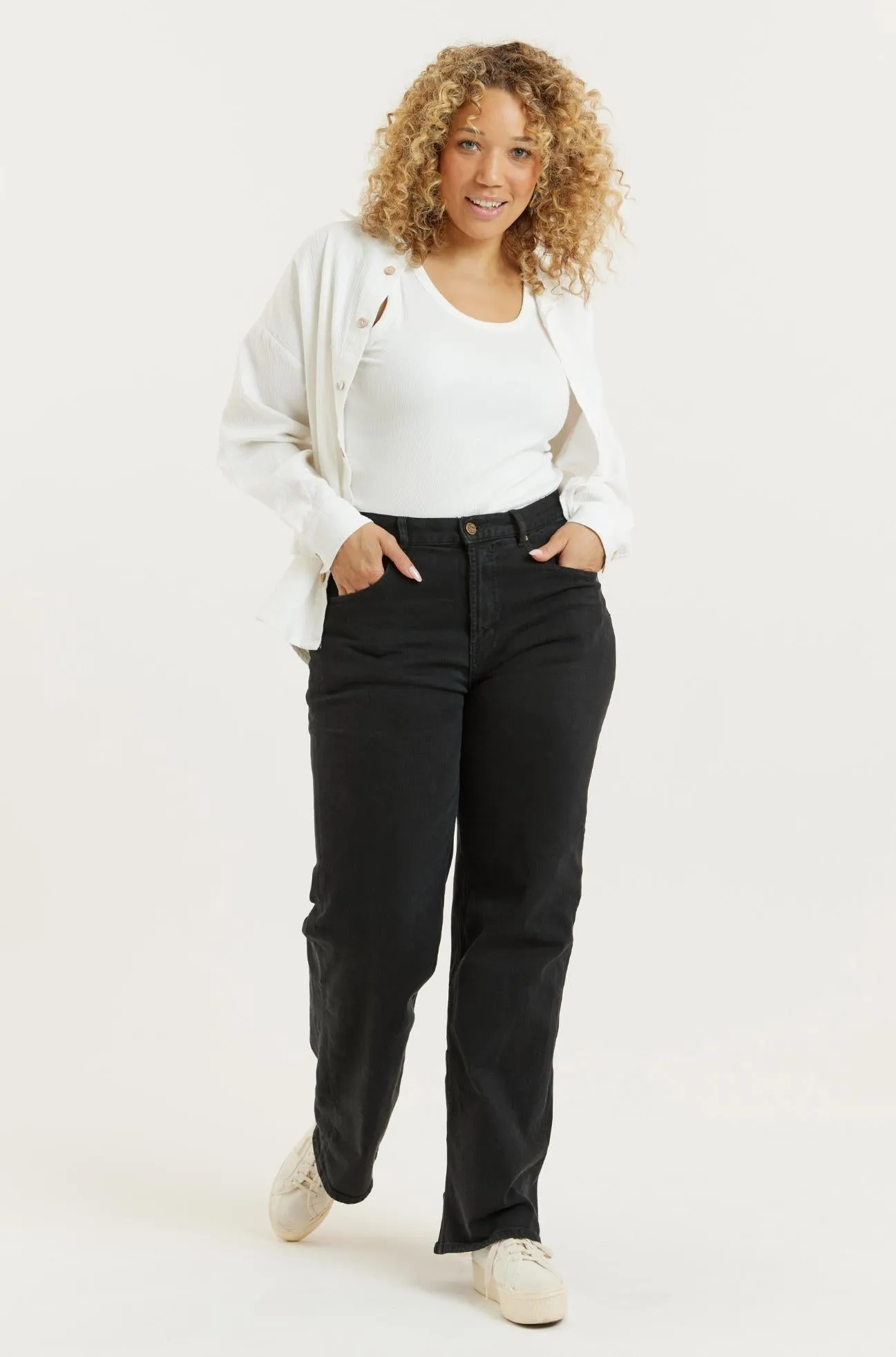 Black Recycled Wood Etta High Waist Wide Leg Jeans