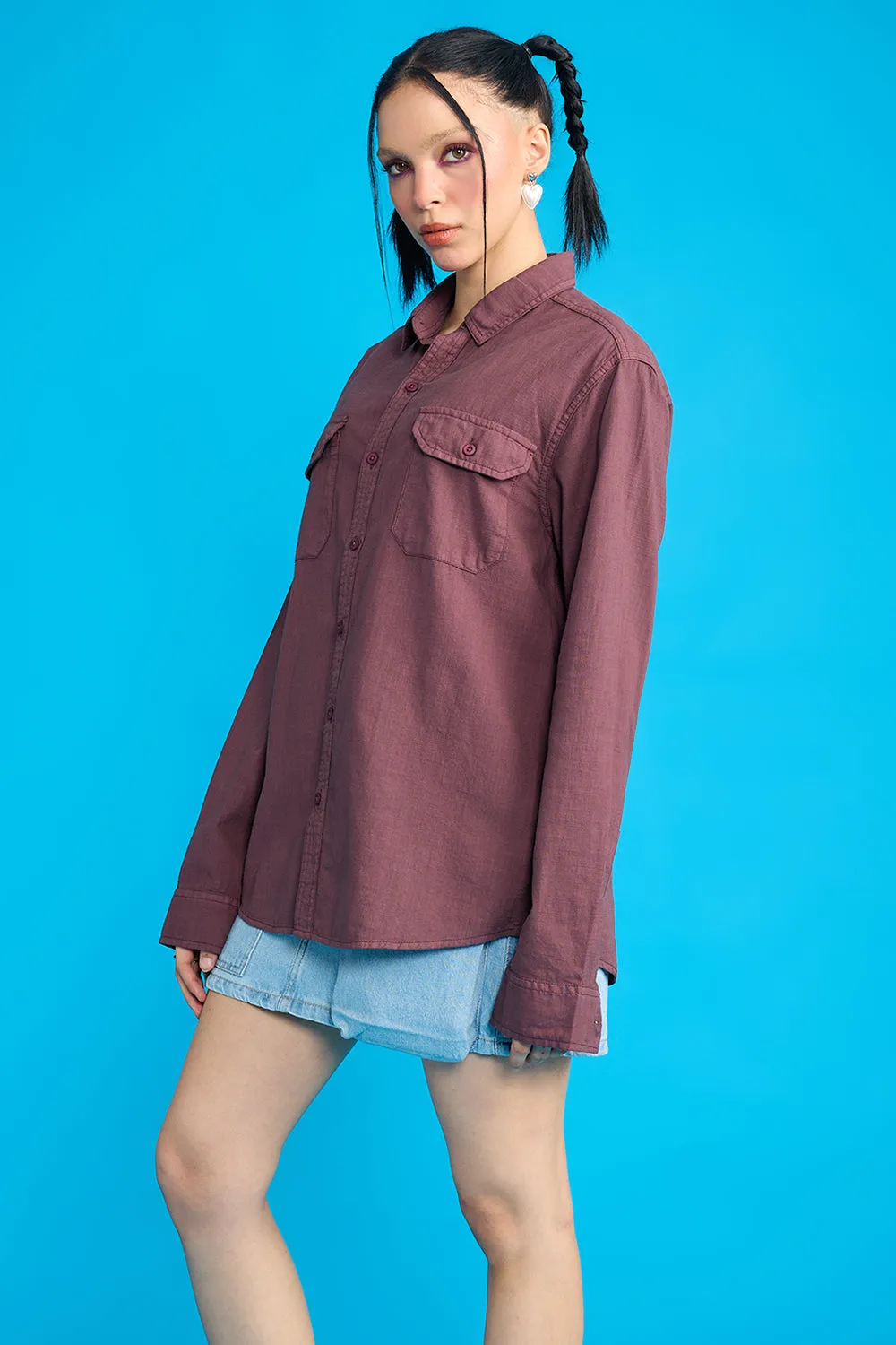 Blaze Plum Solid Women's Shirt