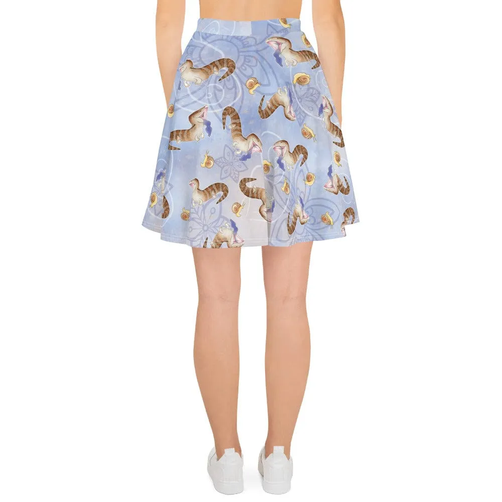 Blue Tongue Skink with Snails Skater Skirt