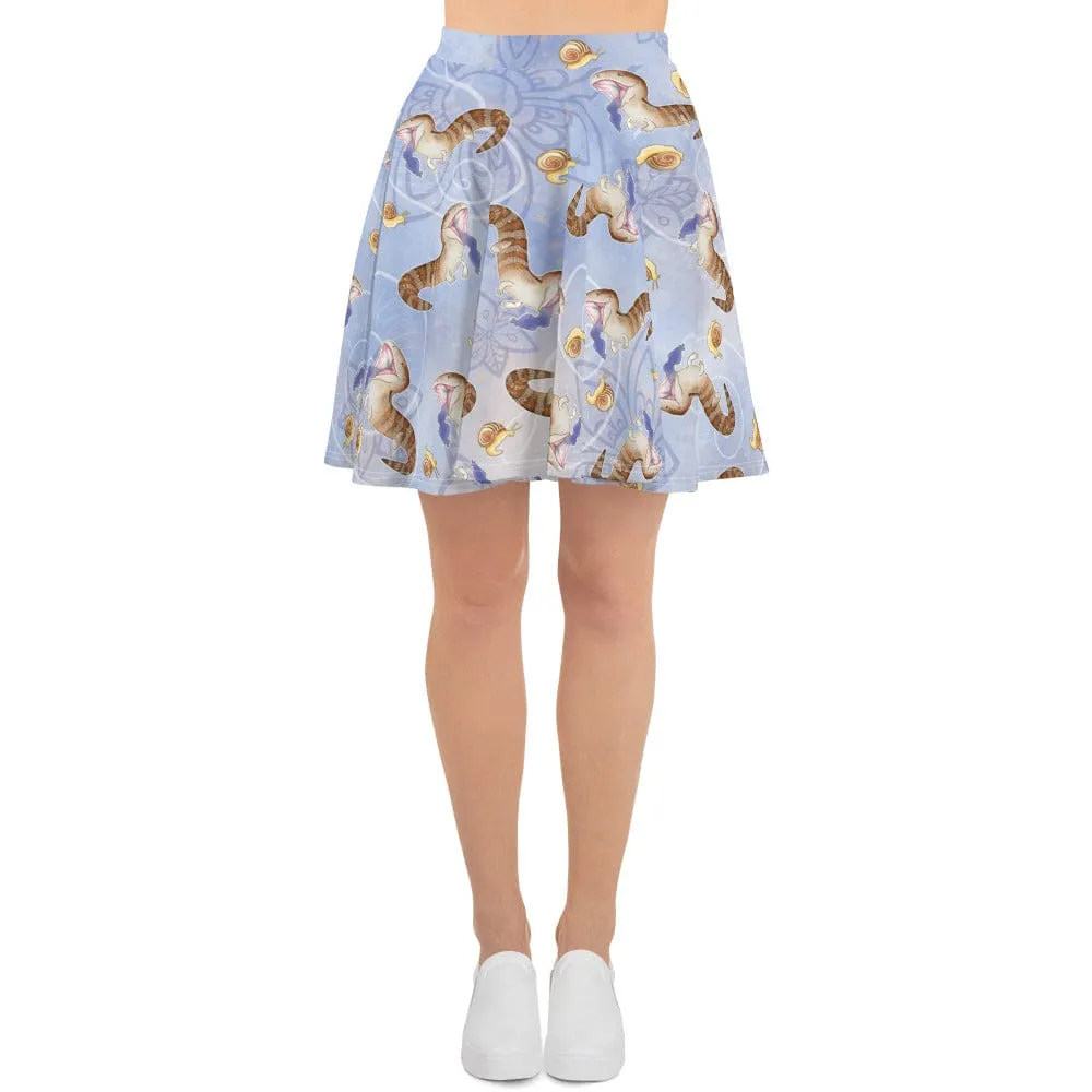 Blue Tongue Skink with Snails Skater Skirt