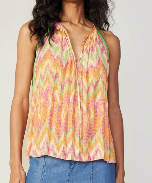 Boho Halter Neck Top - Orange Multi