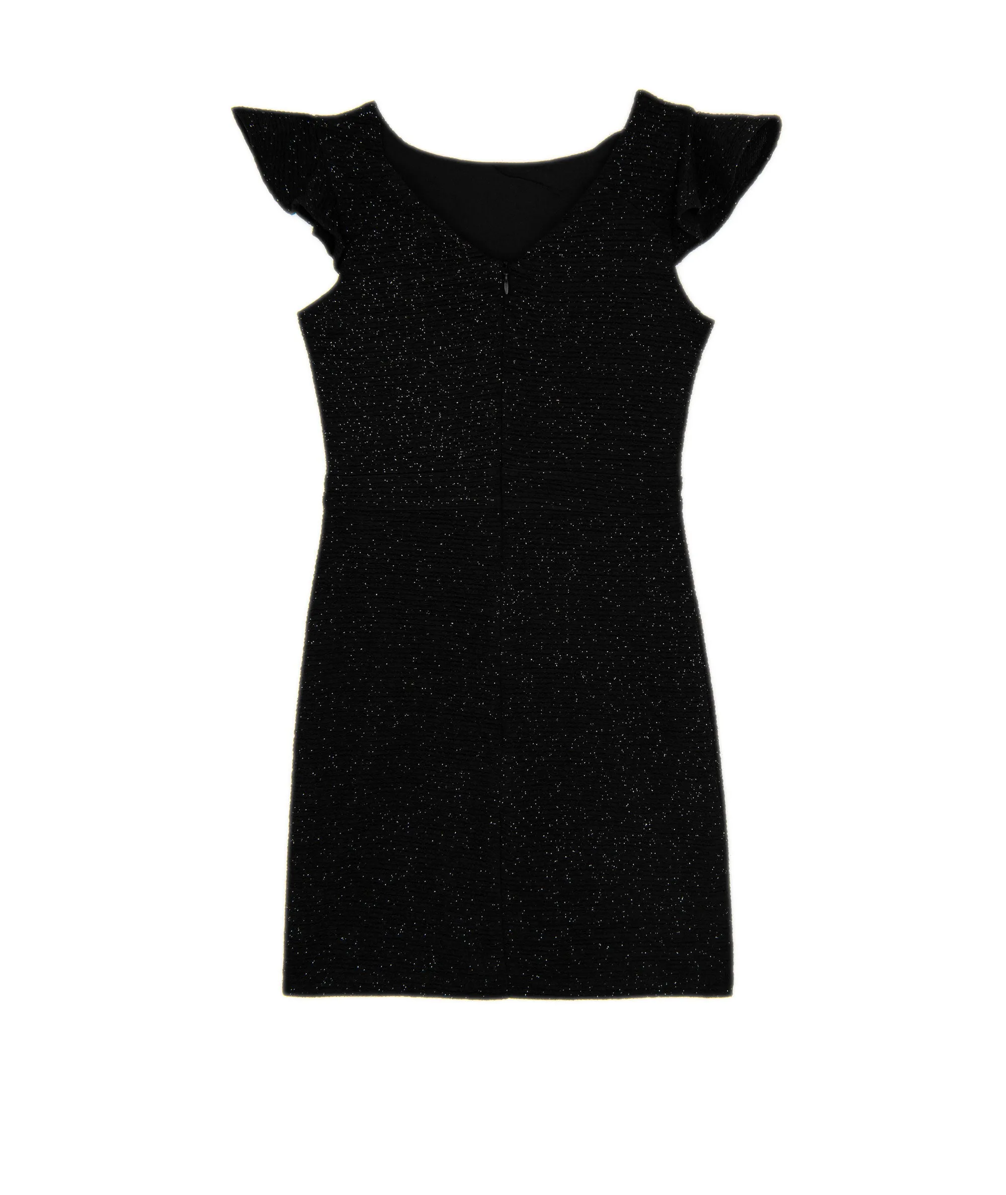 By Debra Girls Black Sparkle Flutter Sleeve Sheath Dress