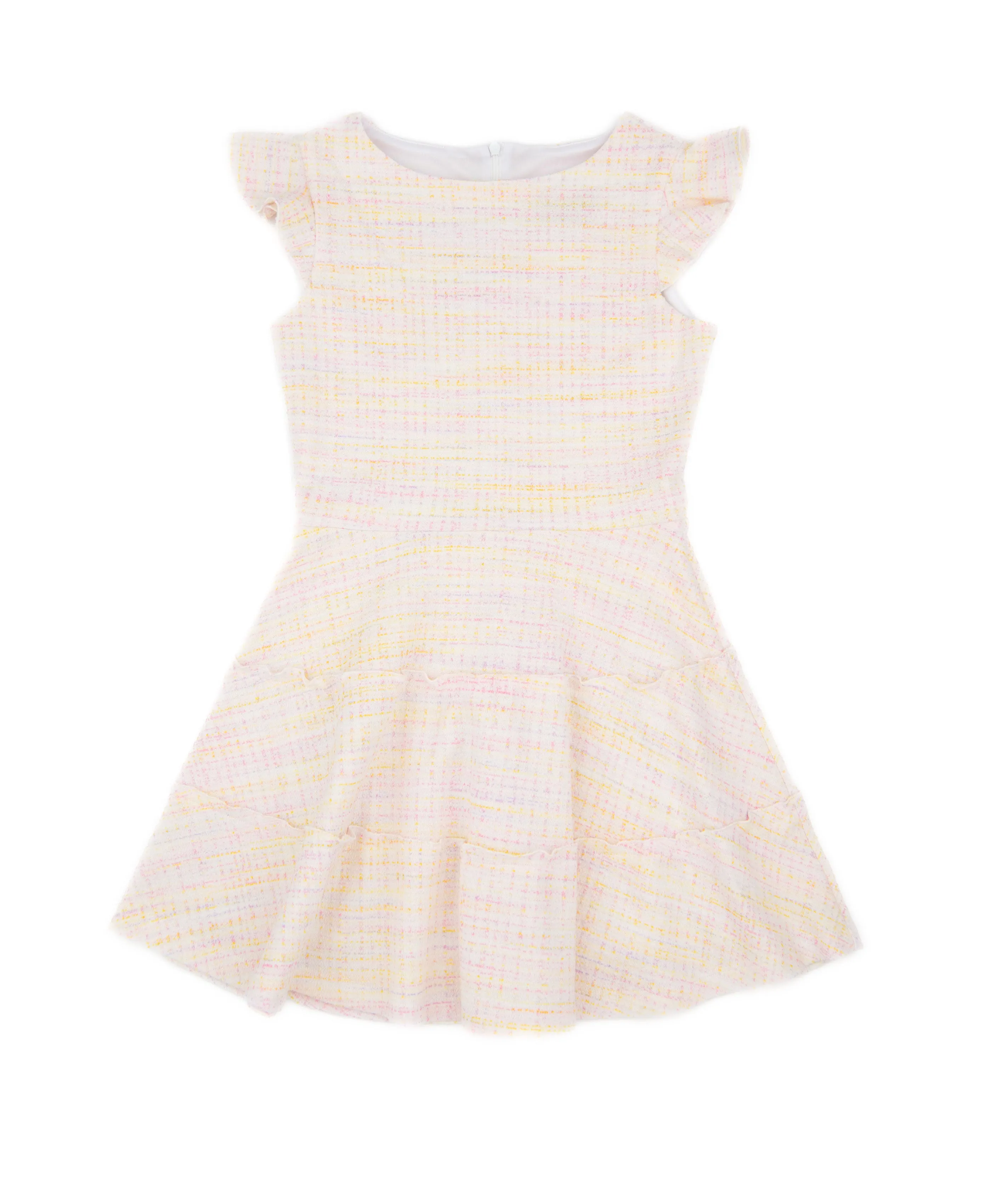 Optimized Title: Girls Pastel Tweed 3-Tiered Dress by Debra - Stylish and Comfortable for Special Occasions