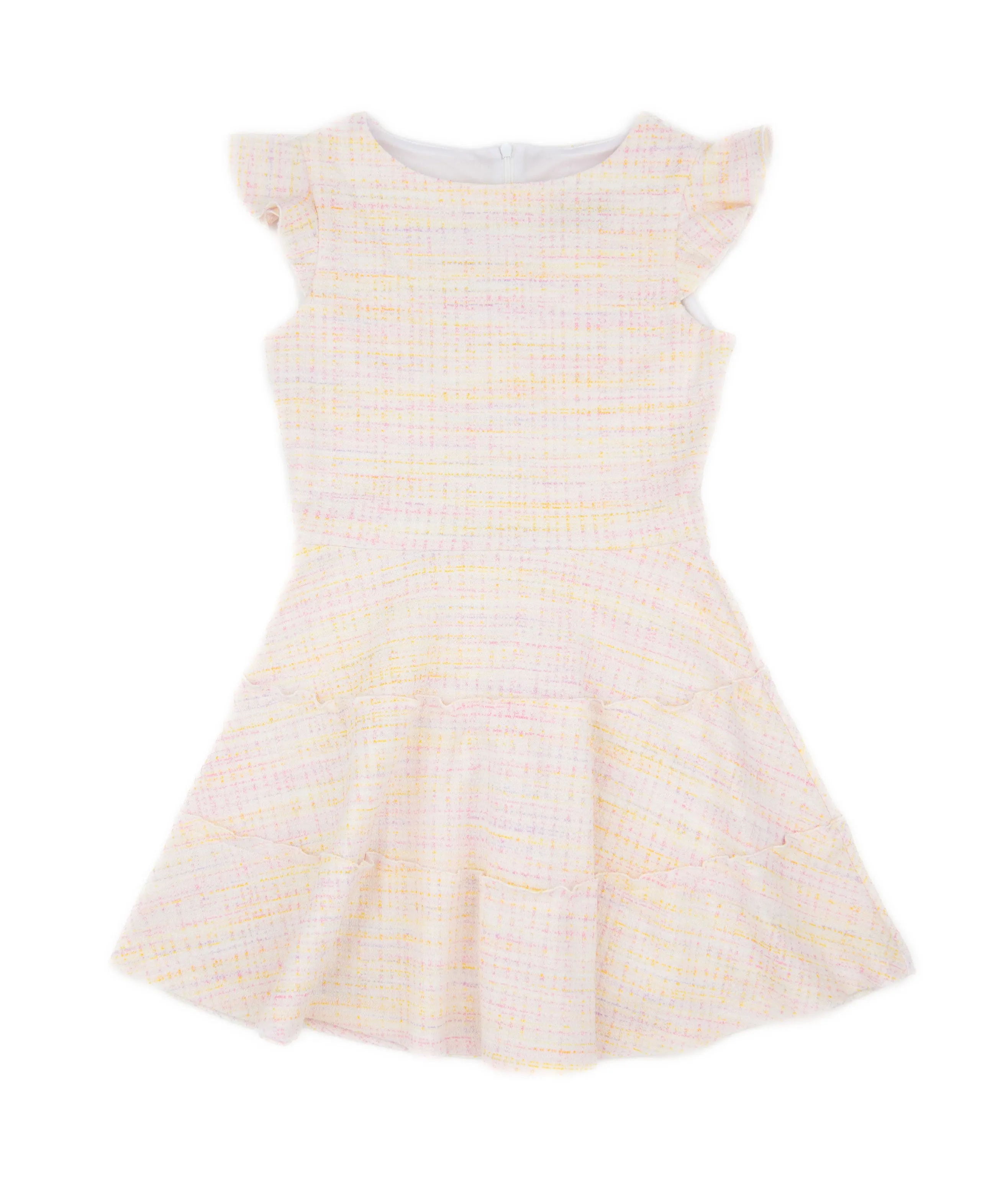 Optimized Title: Girls Pastel Tweed 3-Tiered Dress by Debra - Stylish and Comfortable for Special Occasions