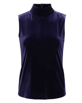 Carlissa Velvet Sleeveless Turtleneck (Deep Midnight)