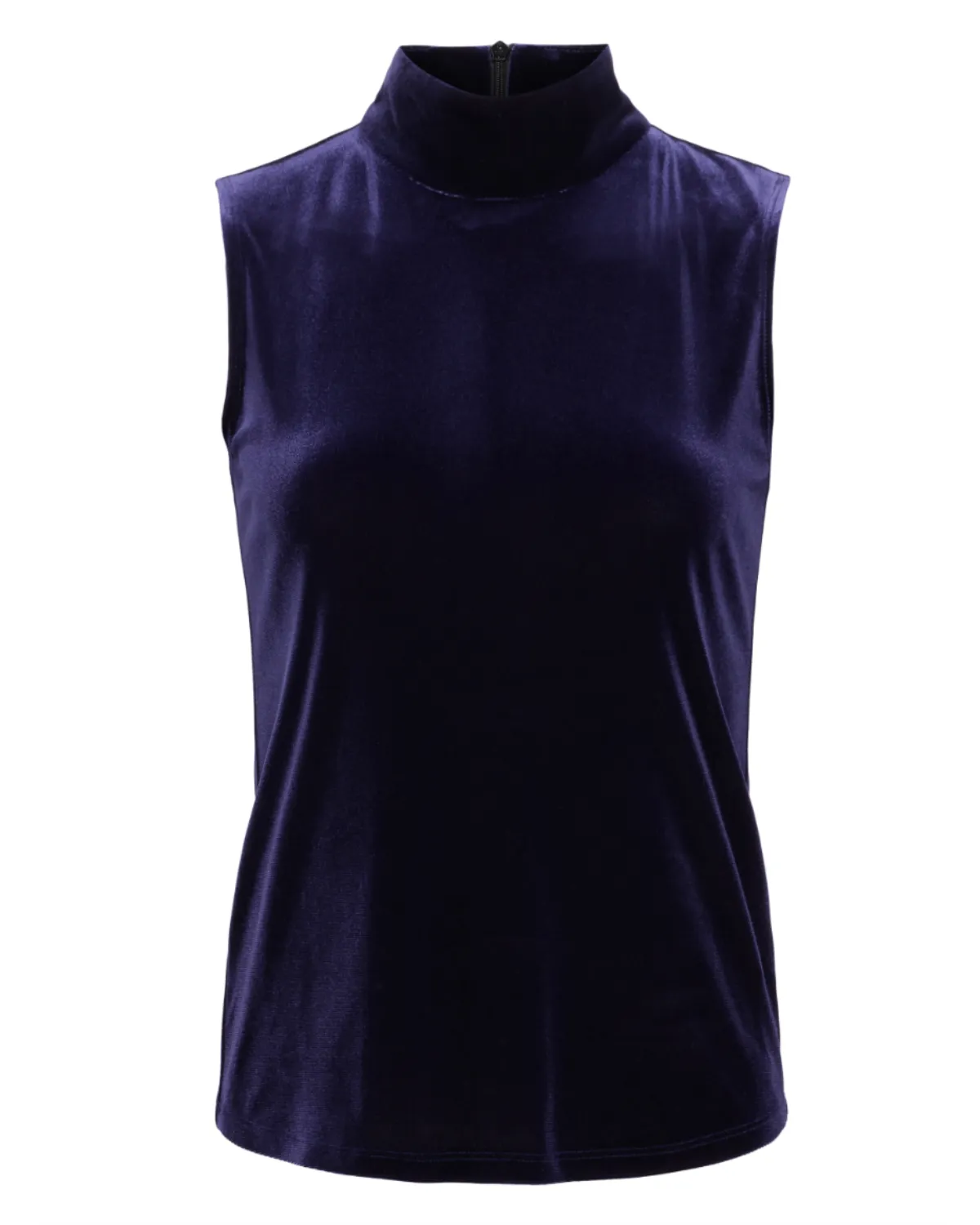 Carlissa Velvet Sleeveless Turtleneck (Deep Midnight)