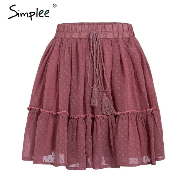 Casual polka dot mini women skirt High waist