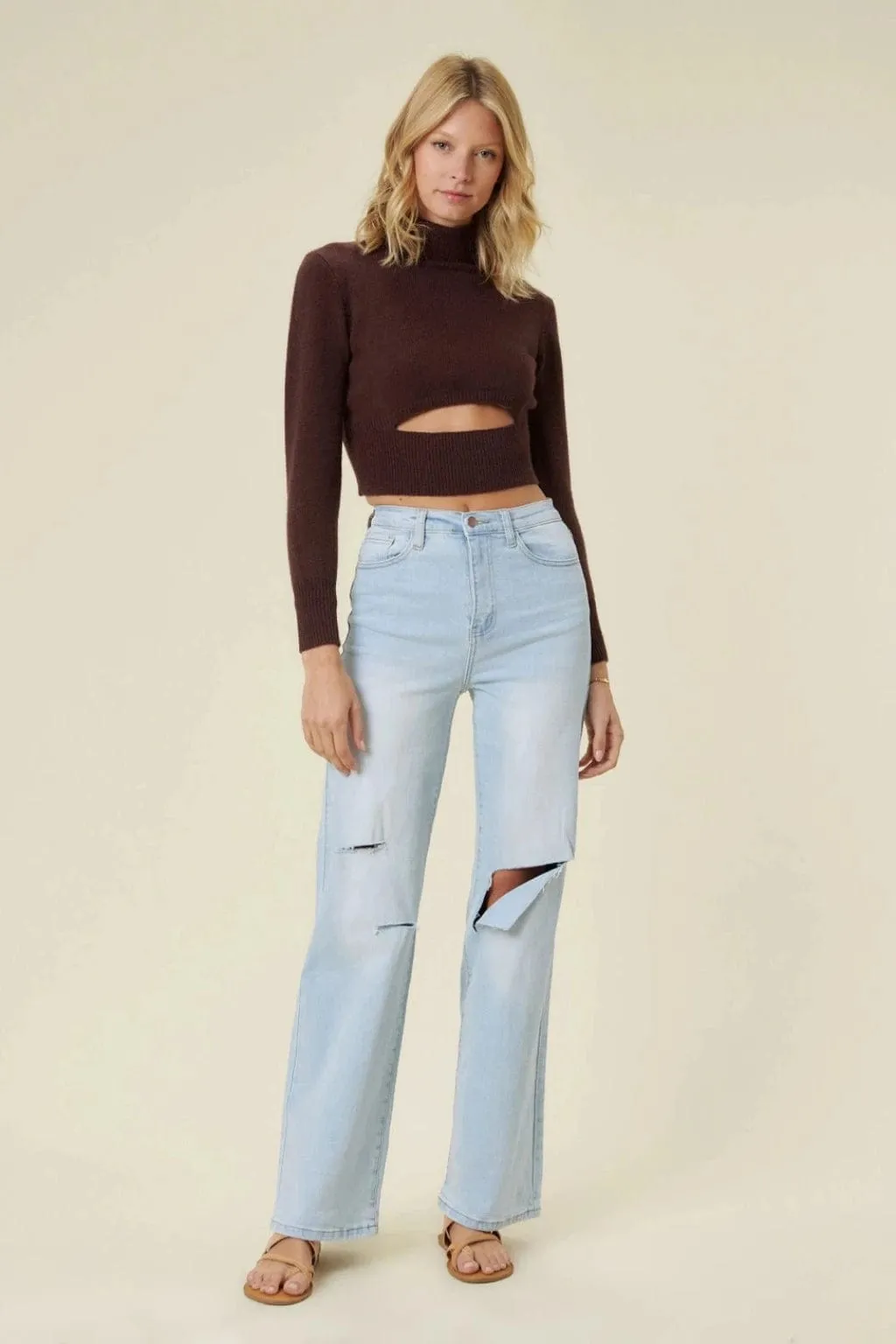 Catching Your Eye Straight Leg Jeans-Blue