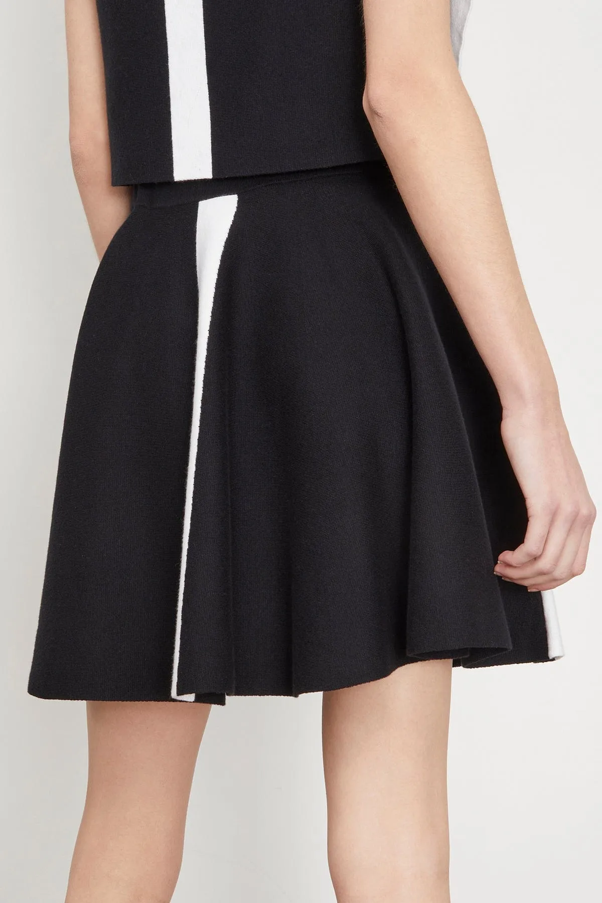 Contrast A-Line Mini Skirt in Black