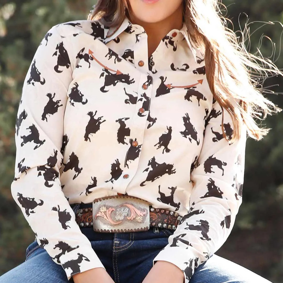 Cruel Denim Women's Bronc Print Snap Shirt