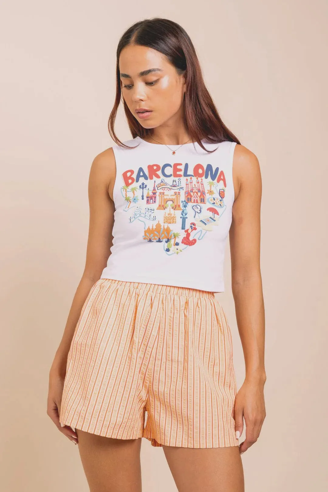 Daisy Street Barcelona Puff Print Tank Top