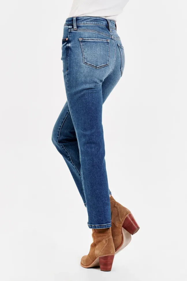 Dear John Frankie Super High Rise Cropped Straight Jeans Savoy