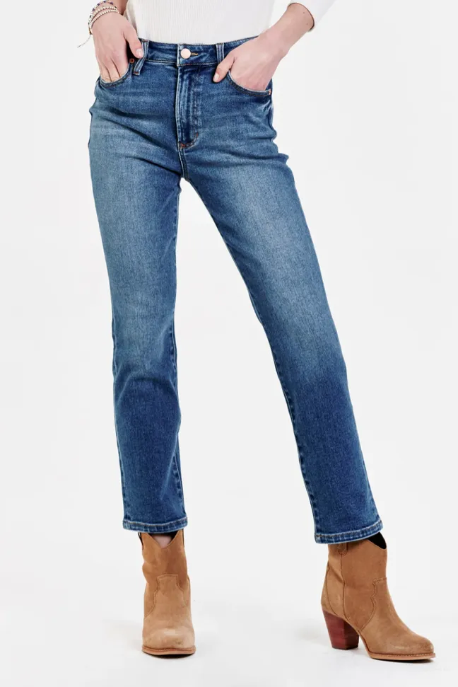 Dear John Frankie Super High Rise Cropped Straight Jeans Savoy