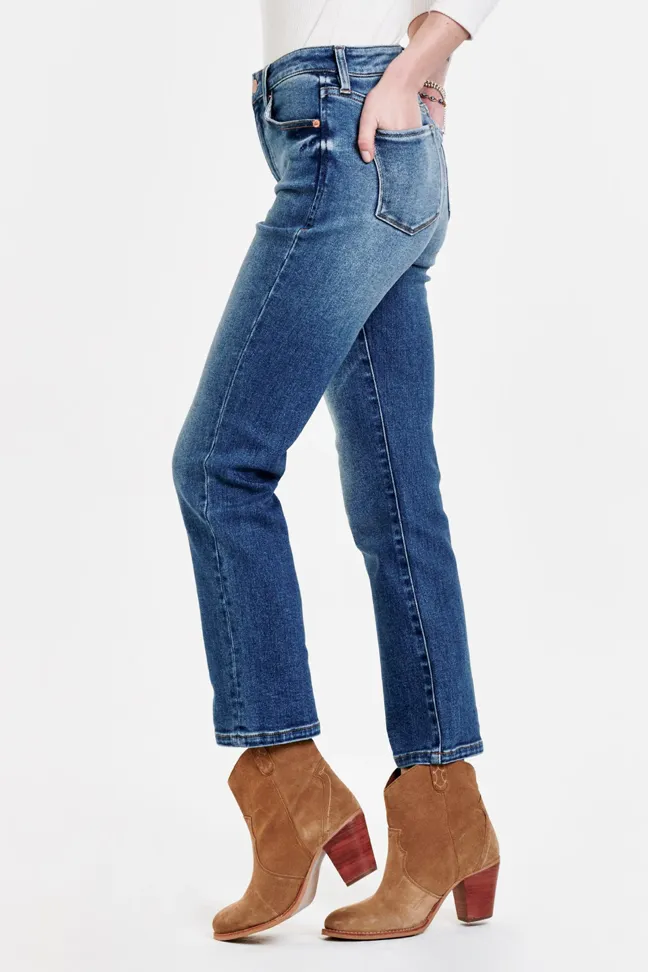 Dear John Frankie Super High Rise Cropped Straight Jeans Savoy