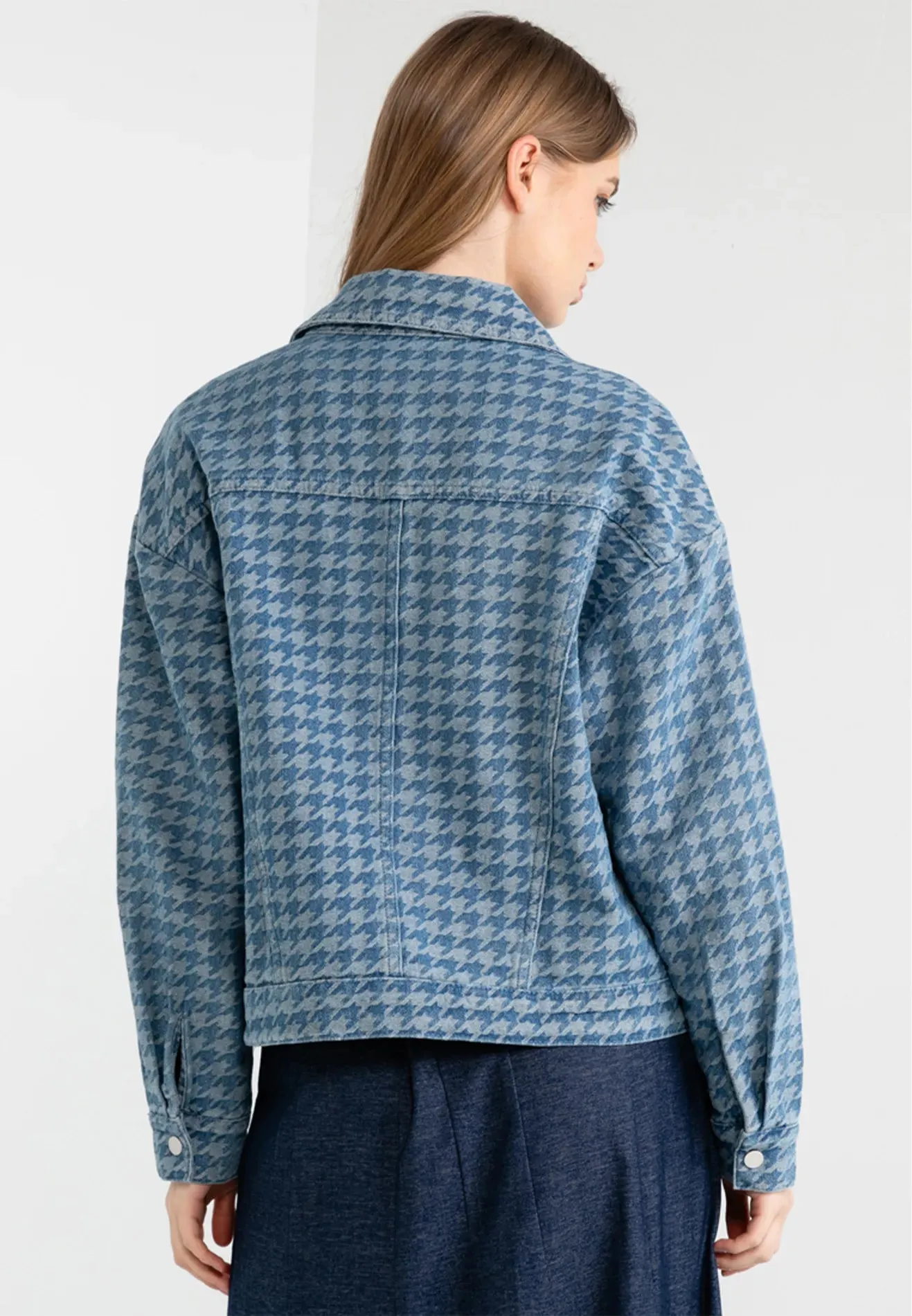 Denim Houndstooth Nap Buttons Jacket