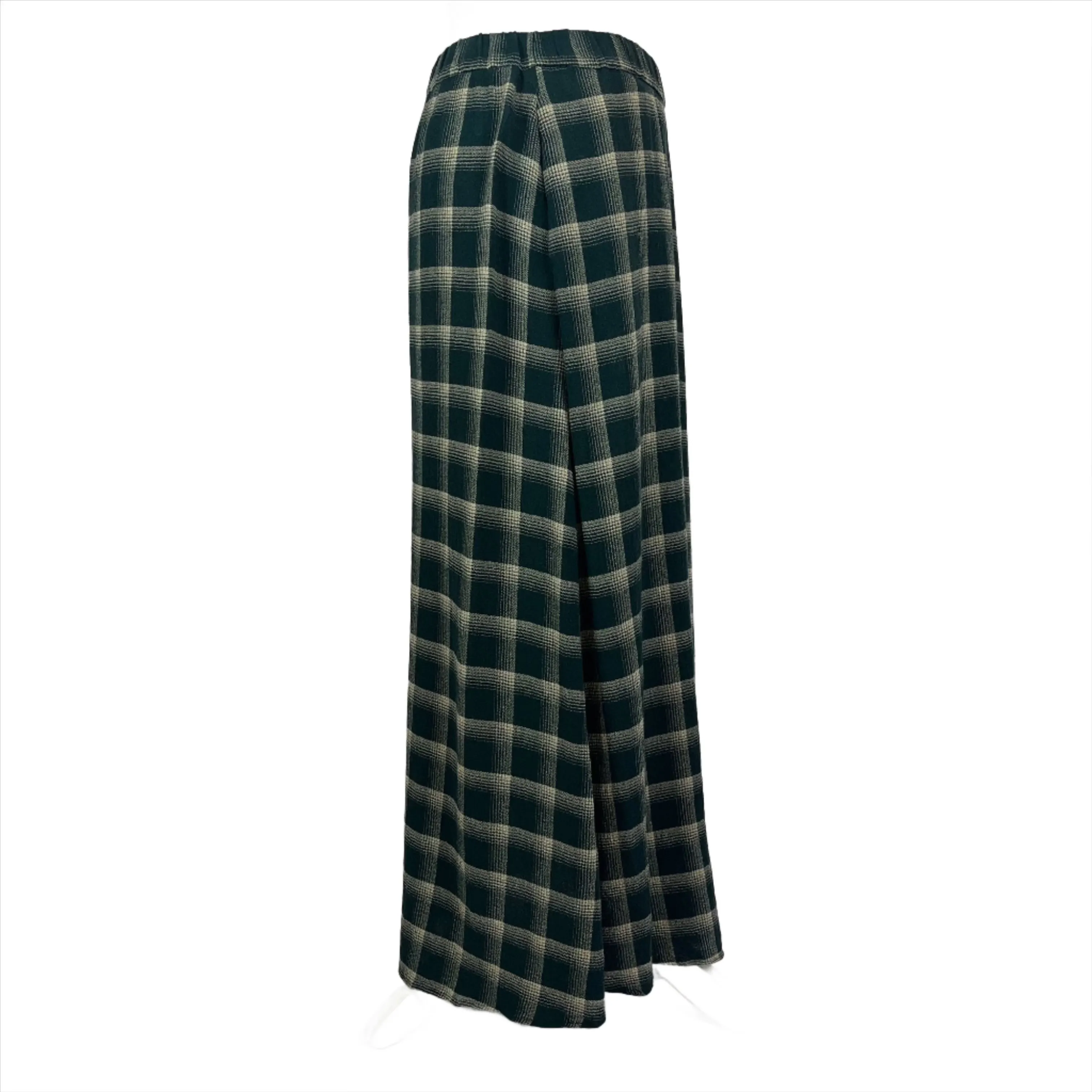 Diega Bottle Green Check Wool Mix Maxi Skirt M