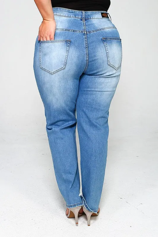 Distressed Plus Washed Jeans