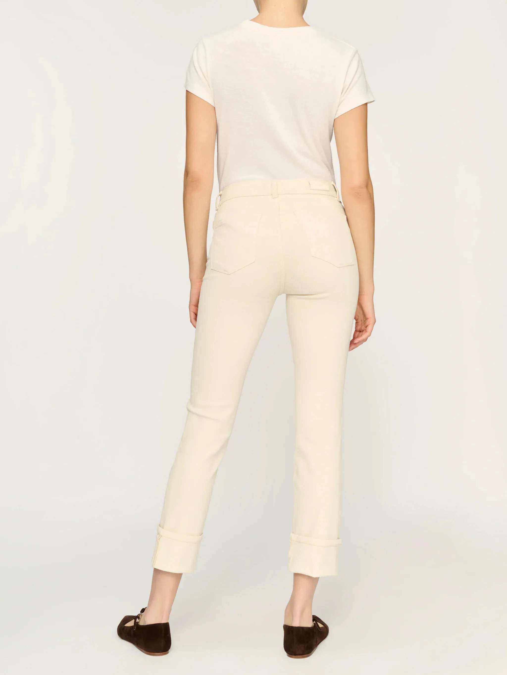 DL1961 Mara Straight Mid-Rise Cuffed Ankle Jean -Flax