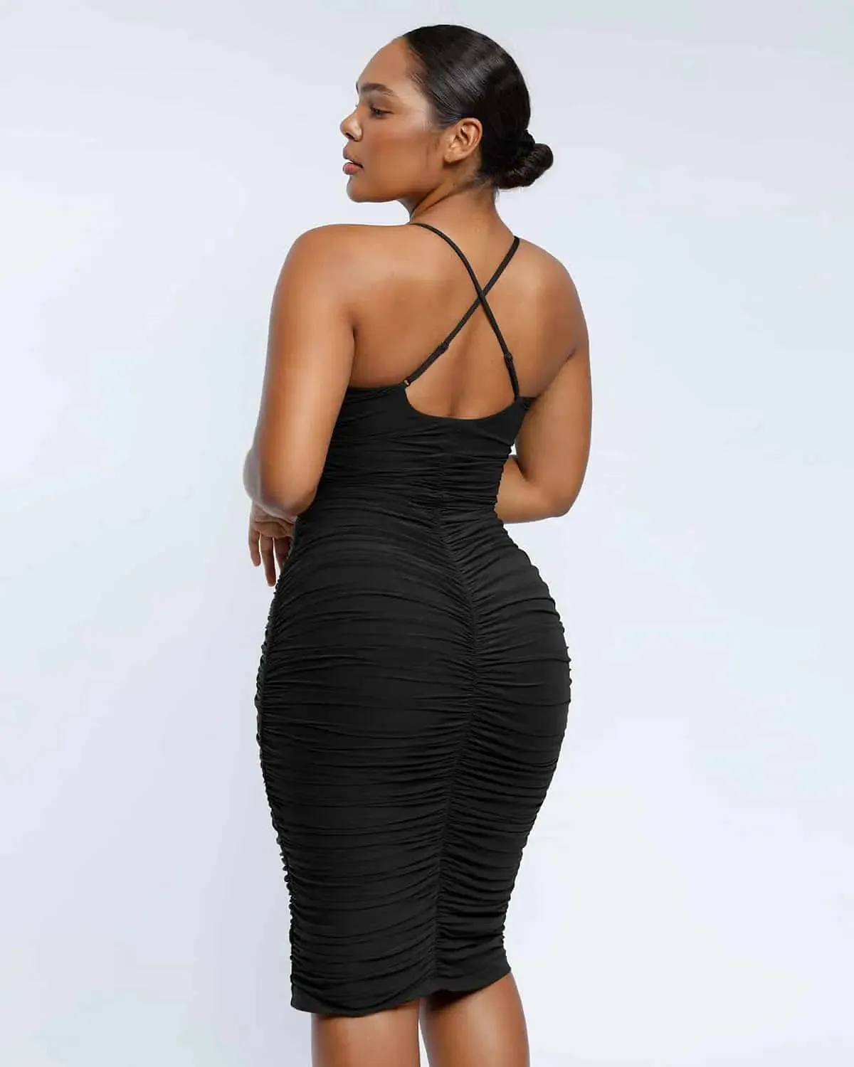 Draped Mesh Shaping Dress