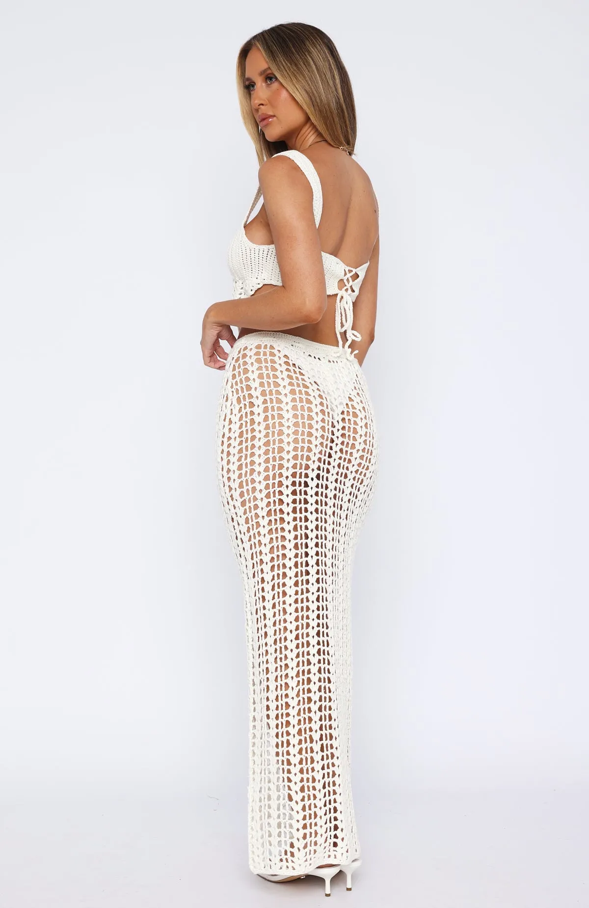 Dream Oasis Crochet Maxi Skirt Off White