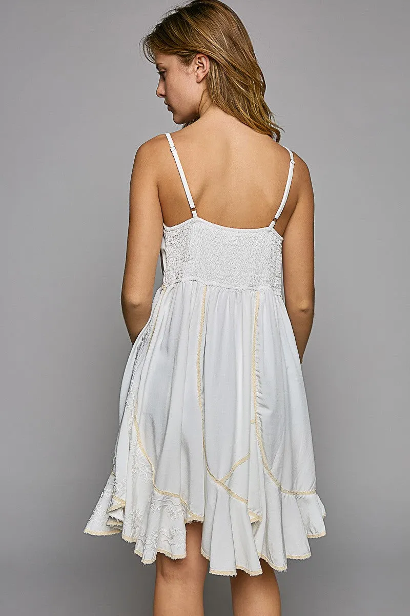 Dress - Embroidered - Ivory