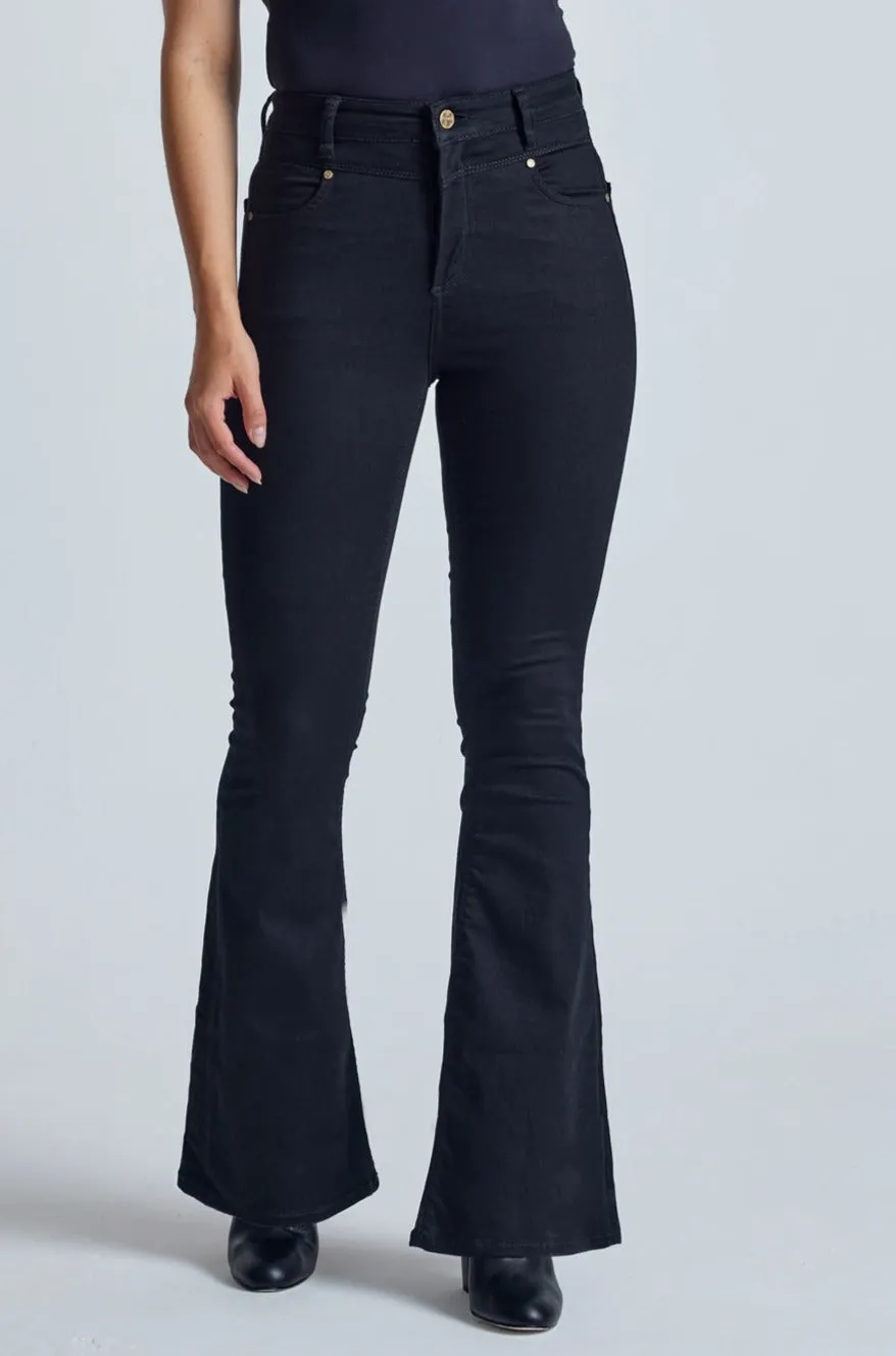 Ebony Mavis High Waisted Skinny Flared Jeans - GOTS Certified Organic Cotton and Recycled Polyester