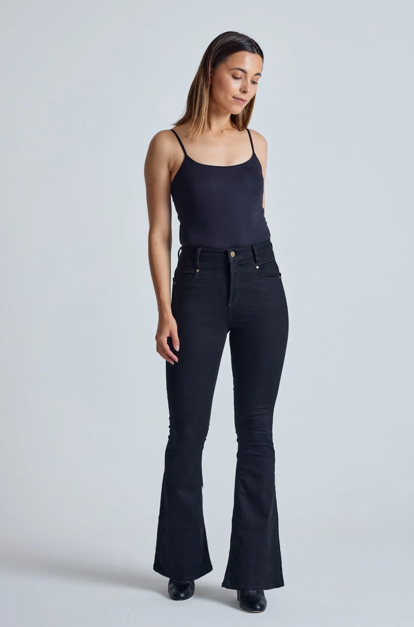 Ebony Mavis High Waisted Skinny Flared Jeans - GOTS Certified Organic Cotton and Recycled Polyester