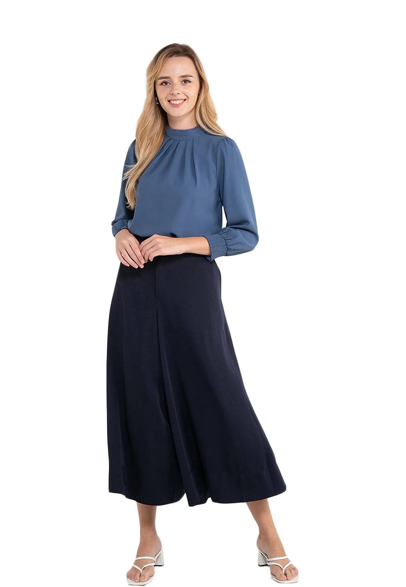 ELLE Apparel Double Button Wide Leg Pants