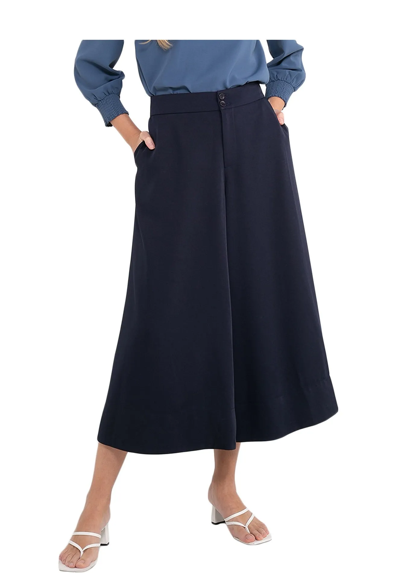 ELLE Apparel Double Button Wide Leg Pants