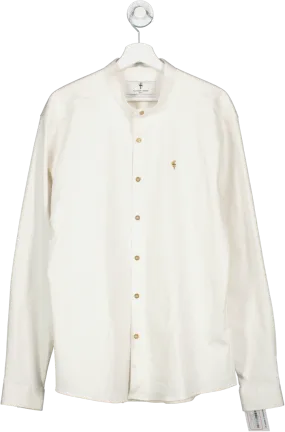 Father & Sons Cream Super Slim Stretch Denim Grandad Collar & Gold Metal Buttons/decal UK XXL