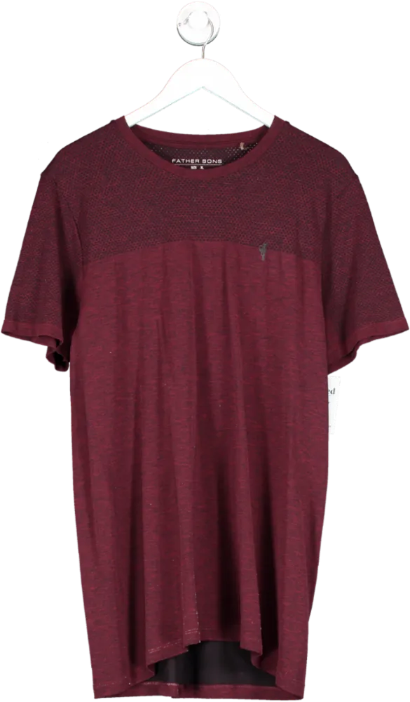 Father Sons Red Crew Neck Burgundy Gym Top UK XL